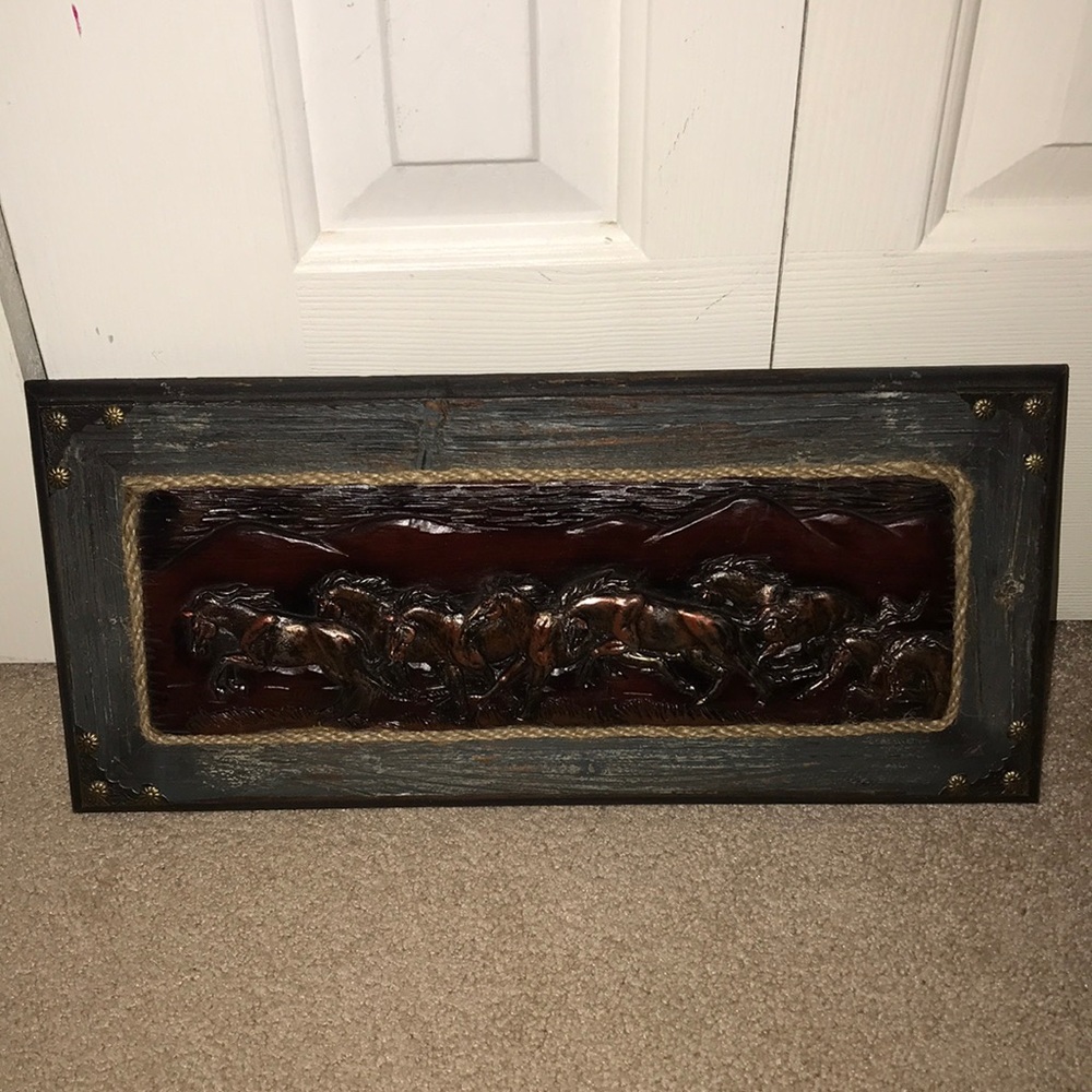 3D rustic wall decor of horses running!